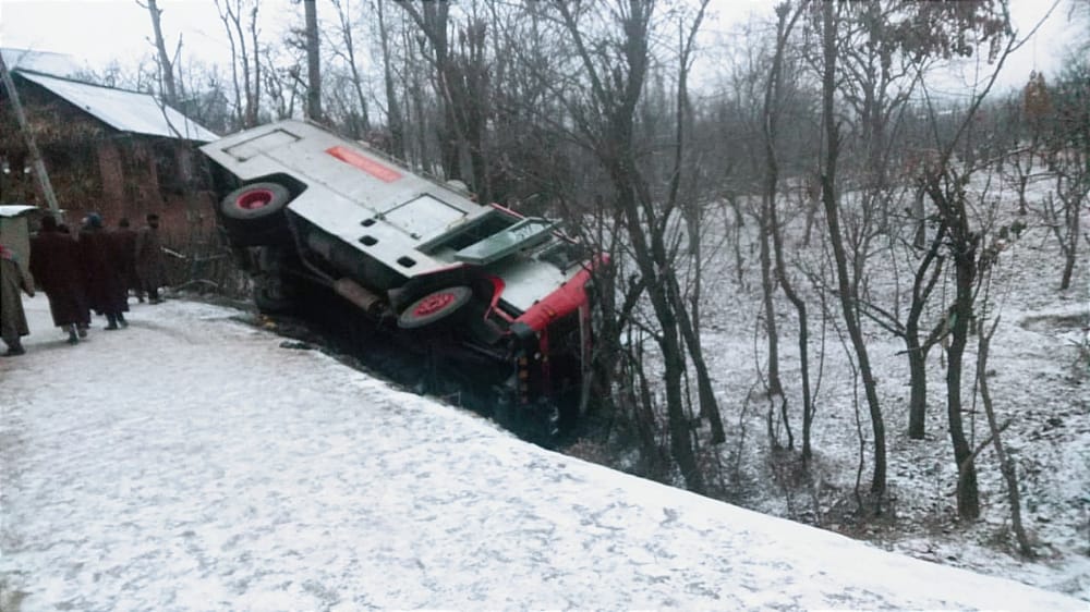 Driver and two other employees injured after fire tender turns turtle in South Kashmir’s Pulwama