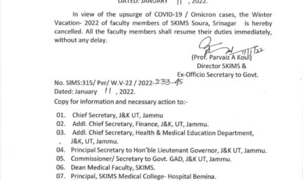 Rise in Covid-19 cases: SKIMS cancels winter vacations for faculty members