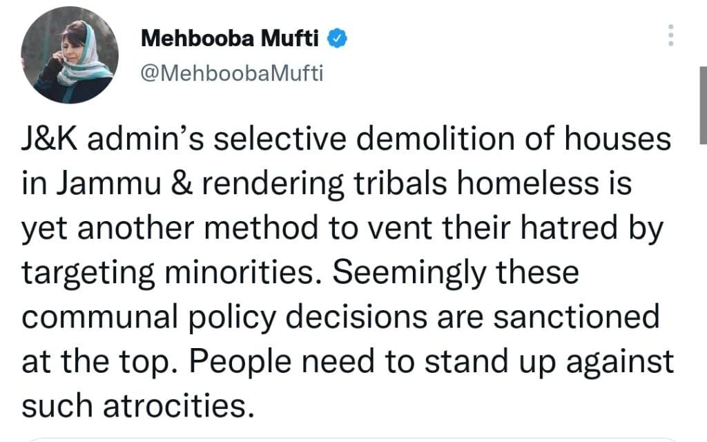 JDA’s demolition drive triggers protest in Jammu; PDP asks people to stand up against ‘atrocities’