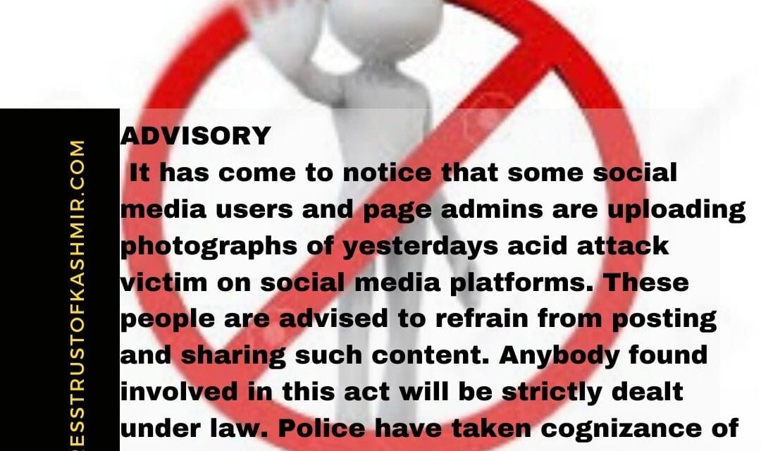 Police Warns Against Sharing Pictures of Acid Attack Victim’s Pictures