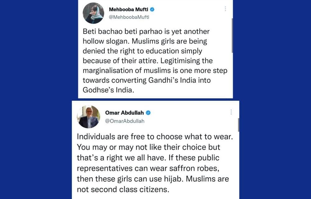 Mehbooba, Omar target K’taka college admin for denying entry to Muslim girls wearing hijab