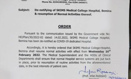 SKIMS Bemina To Resume Normal Activities From Feb 16