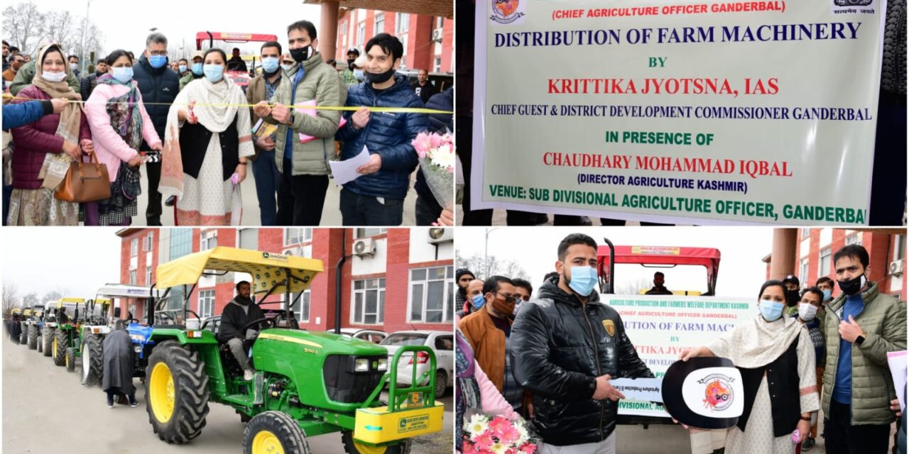 DC Ganderbal Distributes Farm Machinery under different schemes among beneficiaries