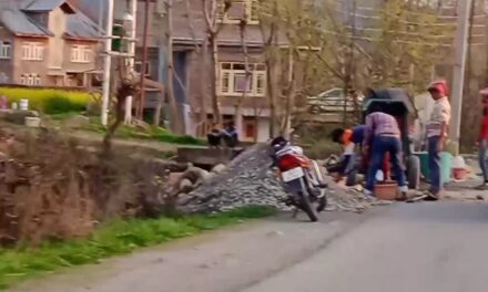 Unauthorised culvert being constructed over escape Nallah in Serch Ganderbal