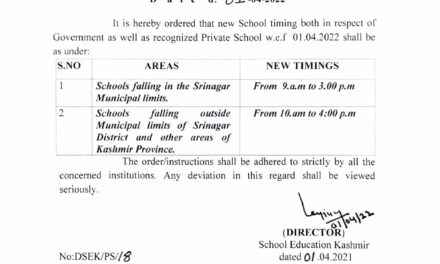 New school timings in Kashmir Valley from today; 9 a.m. to 3 p.m. in Srinagar