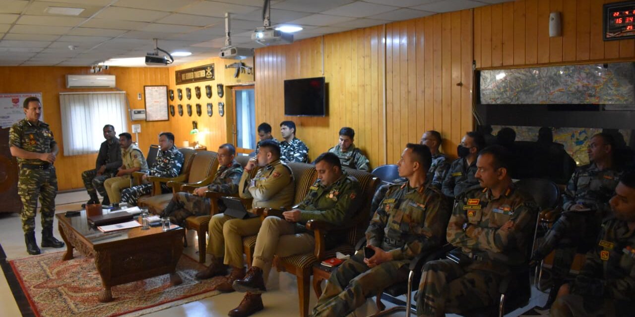 Joint Security review meet regarding SANJY 2022 held in Manasbal;DIG CKR, Commander 3 Sec, DIG CRPF, Other security officers attended