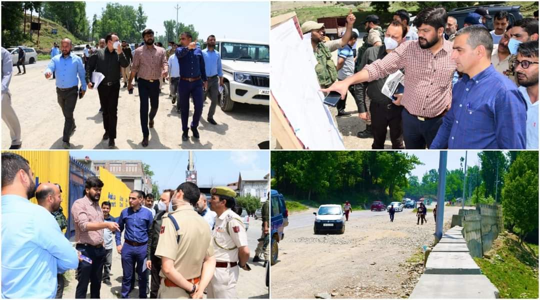 DDC Ganderbal inspects progress on Pandach-Beehama road widening;Discusses remedial measures for traffic management in district