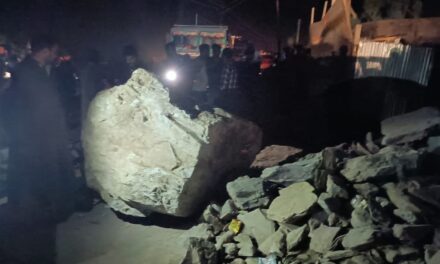 Rockslide blocks Srinagar-Leh highway, six families had a close shave