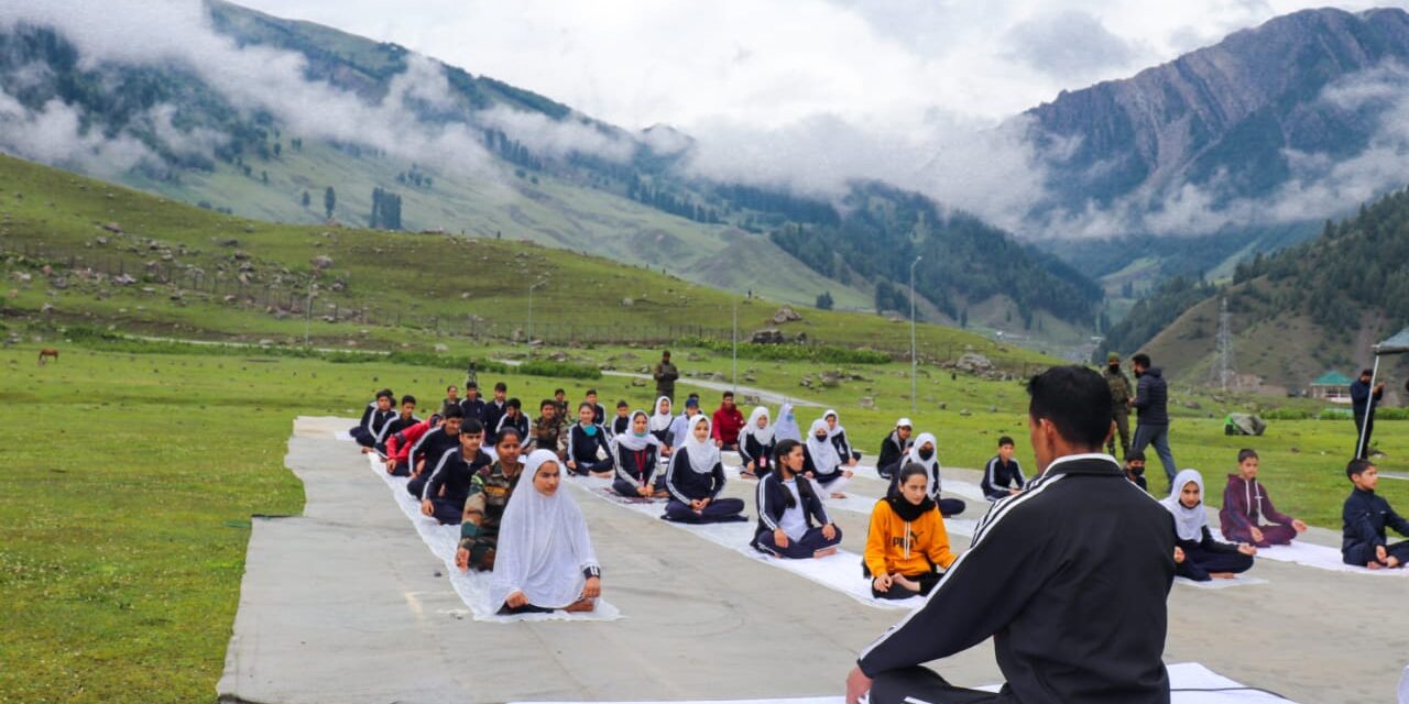 Army Good will School and 34 Assam Rifles celebrated International Yoga Day at Sonamarg