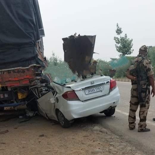 Woman killed, 4 injured as car rammed into truck in Kathua