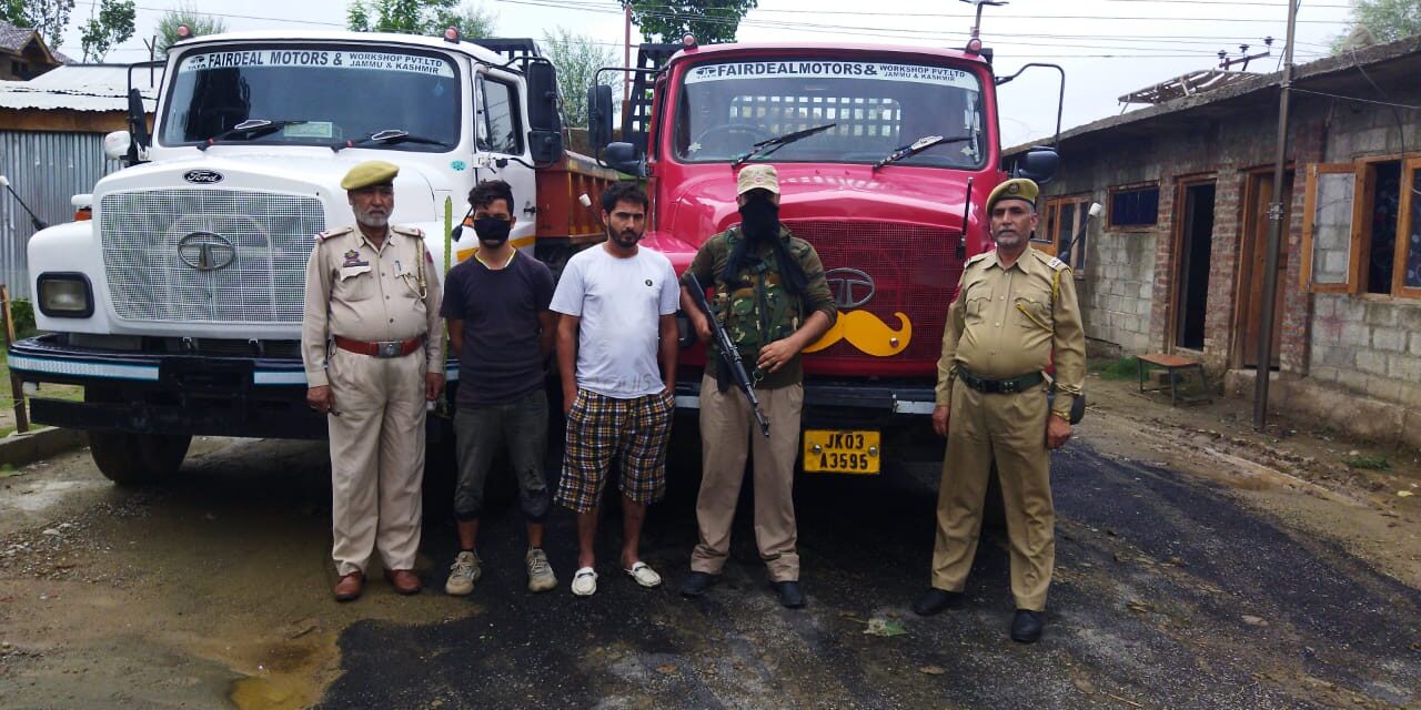 Illegal extraction and transportation of minerals:Police arrests 02 persons and seizes 02 vehicles in Budgam