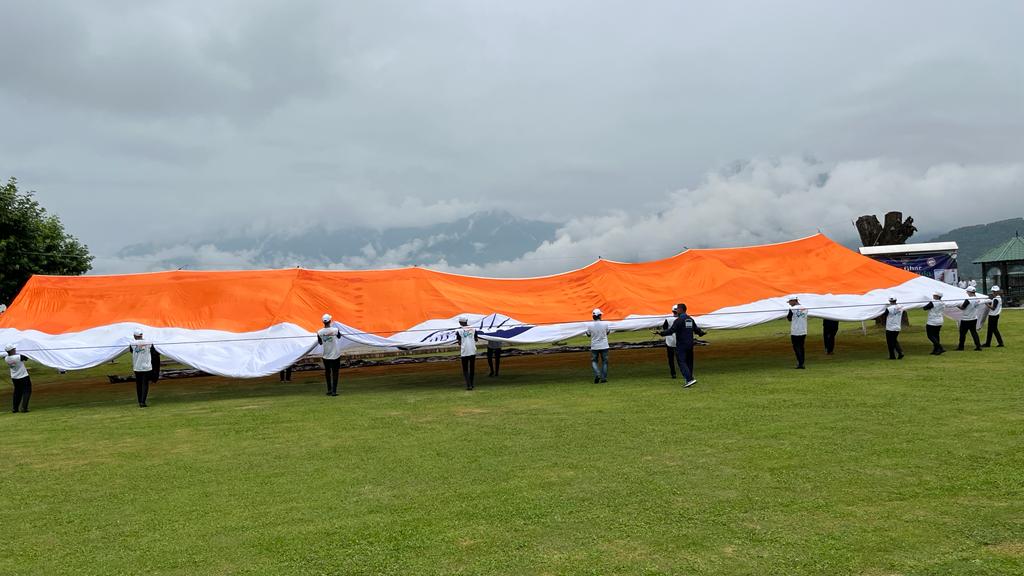 7500 Sq Ft Tricolour displayed at Dal Lake as part of 75th Anniversary of India’s Independence