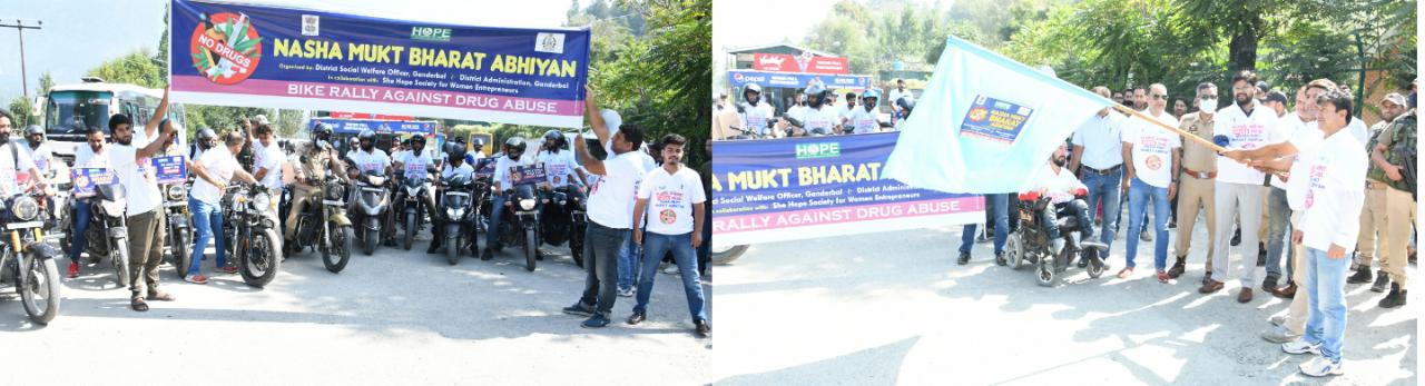 Nasha Mukt Bharat Abhiyan:DC Ganderbal flags off mega bike awareness rally against drug abuse
