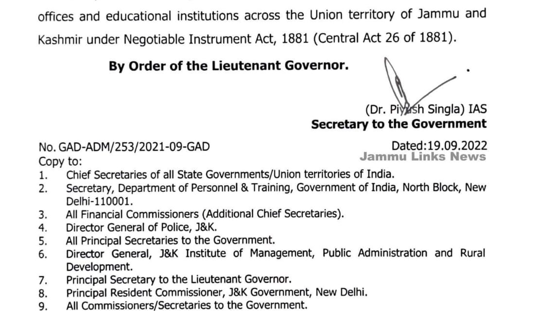 Govt Formally announces holiday on Maharaja Hari Singh’s birthday in J&K on September 23