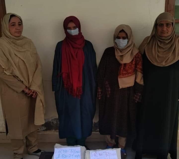 Kupwara police arrested Two lady drug peddlers with 3 Kgs of Charas