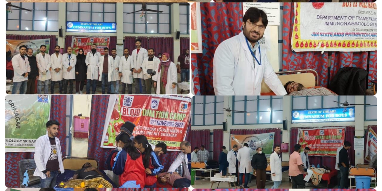 NCC’s girls wing organizes blood donation camp at NIT Srinagar
