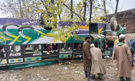 20 injured as bus turns turtle in Handwara