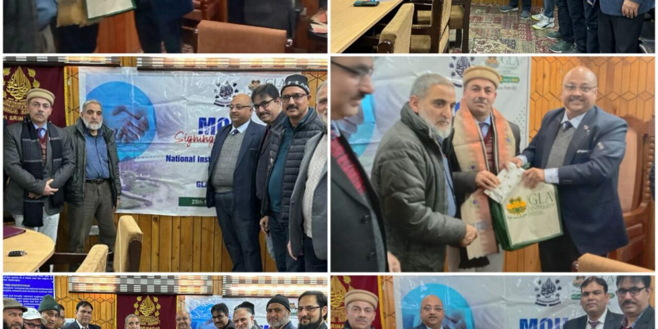Physics Department of NIT Srinagar signs first functional MoU with GLA University