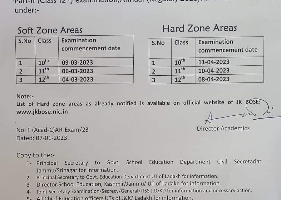 BOSE announces tentative dates for annual regular exams of Classes 10th to 12th