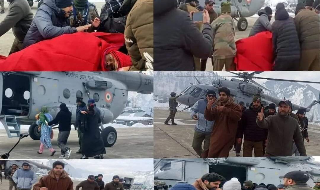 Every life counts Pregnant lady airlifted from Tangdar to Srinagar  for specialized treatment, people hail the efforts of DC Kupwara