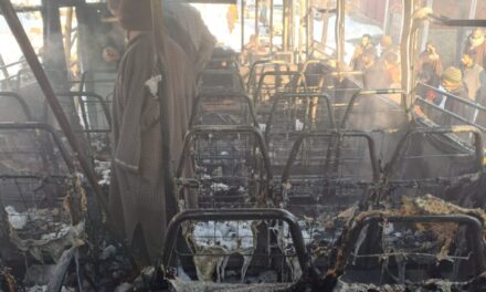 Passenger bus gutted in a fire incident in Central Kashmir’s Budgam