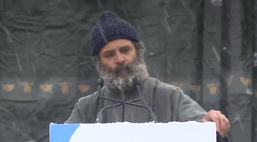 Amid snow, Rahul’s message at BJY’s culmination in Sgr: ‘Wore White T-shirt to give enemies a chance to change its colour, received love instead of grenades’