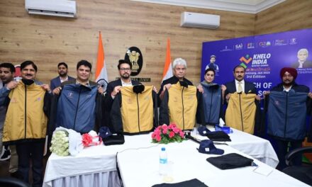 Anurag Singh Thakur along with LG J&K launches 3rd Khelo India Winter Games Mascot, Theme Song and Jersey