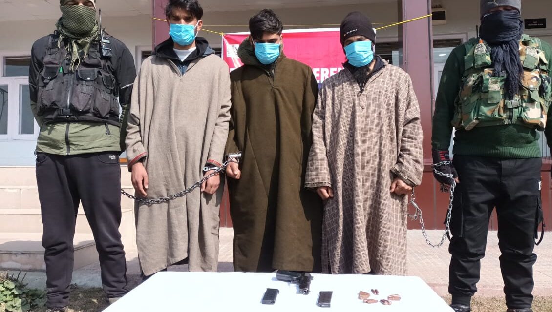 Three militant associates arrested in Kulgam:- Police