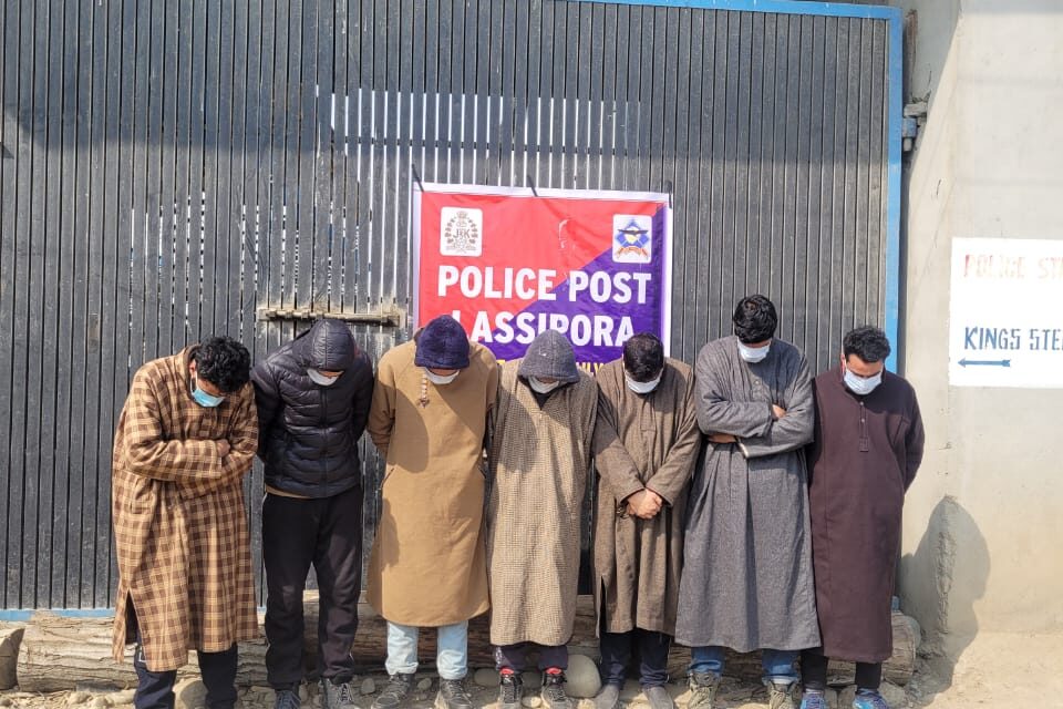 Seven persons arrested by Pulwama Police, involved in killing of farm fishes at Batnoor Shahoora.
