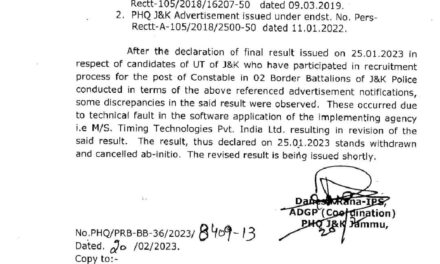 After ‘discrepancies’, J&K Police cancels results of 2 Border Battalions