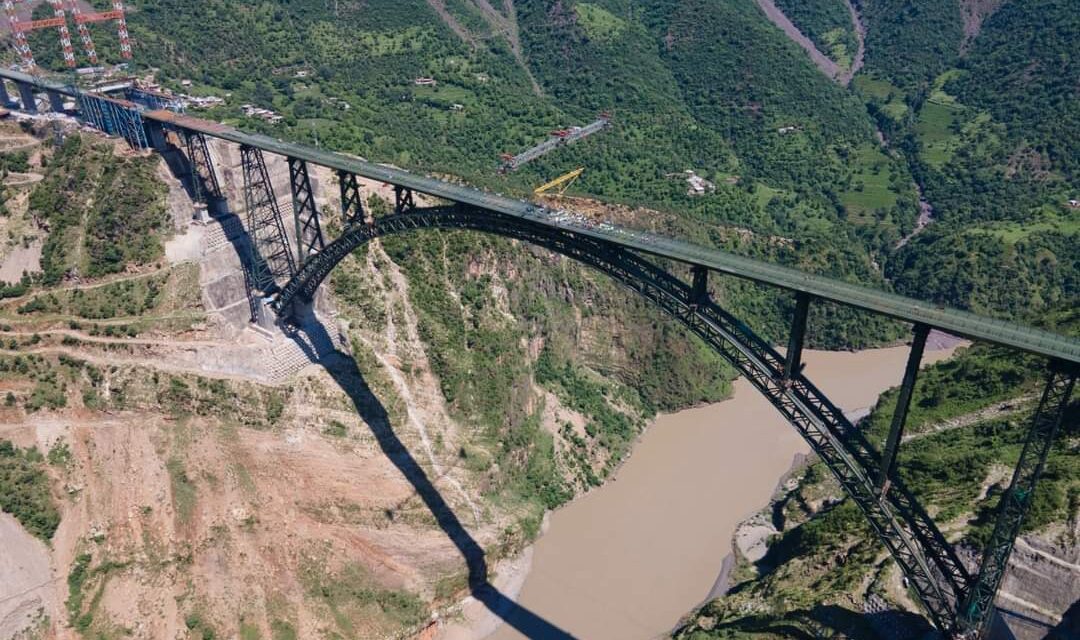 Track laying work begins on world’s highest railway bridge in Reasi