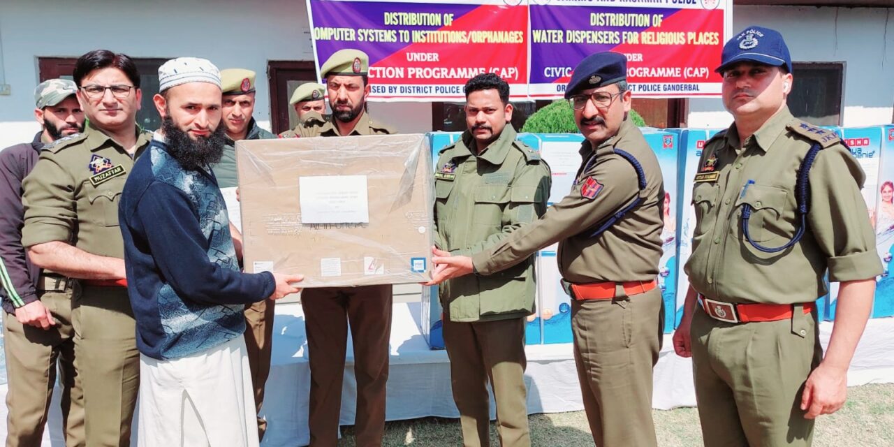 Ganderbal Police Distributes computer systems and water dispensers to various orphanages at DPL Ganderbal