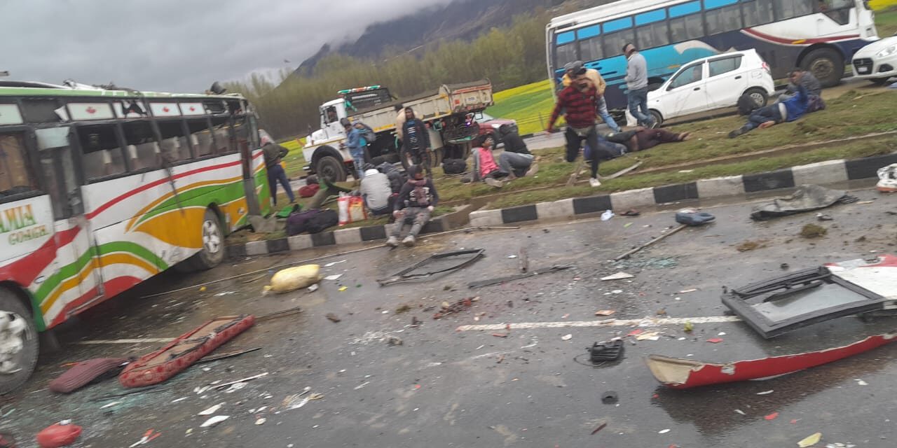 Three Non-local residents killed as bus turns turtle on NH in Awantipora