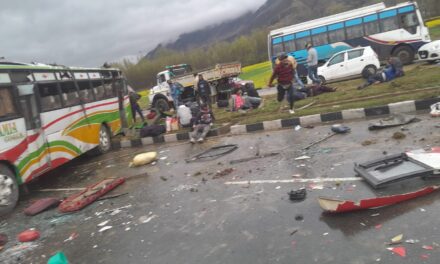 Three Non-local residents killed as bus turns turtle on NH in Awantipora