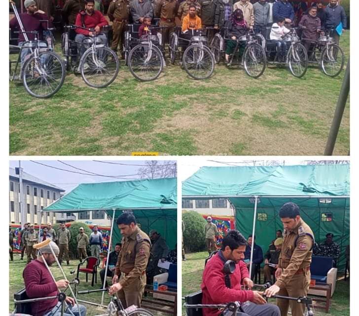 Anantnag Police distributed Tricycles among physically challenged persons at DPL Anantnag.