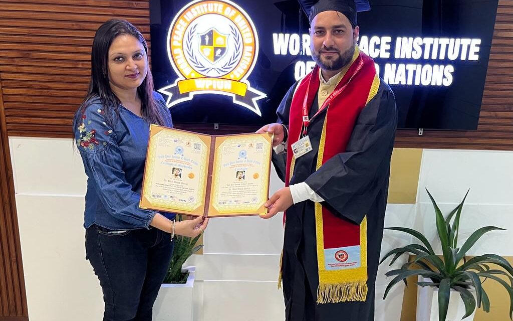 Bilal Parray Felicitated with ‘Doctorate for Peace Activism’