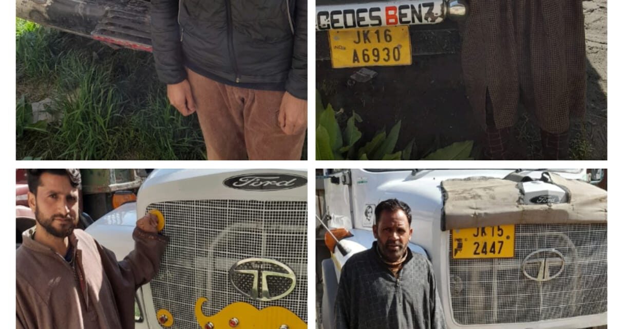 Ganderbal Police seized four tippers & arrested four persons for illegal extraction of minor minerals in Lar