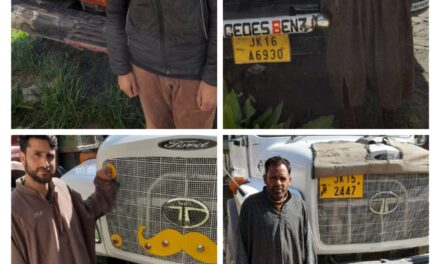 Ganderbal Police seized four tippers & arrested four persons for illegal extraction of minor minerals in Lar