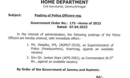 Govt orders posting of 2 police officers
