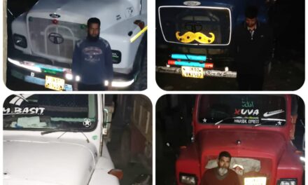 Ganderbal police held  four persons & seized four tippers for illegal extraction of minor minerals