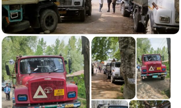 In last 15 days:Ganderbal Police seized 16 vehicles and 16 arrested for illegal extraction of minor minerals