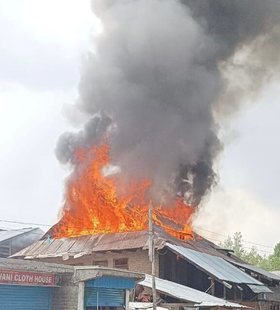 Update:7 Shops, Residential House Gutted in Massive Fire Mishap in Handwara village