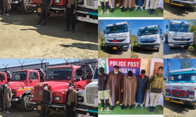 Illegal extraction and transportation of minerals,Police seizes 11 vehicles, arrests 10 persons in Kulgam & Budgam