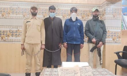 Sopore Police held two drug peddlers, contraband recovered, case registered.