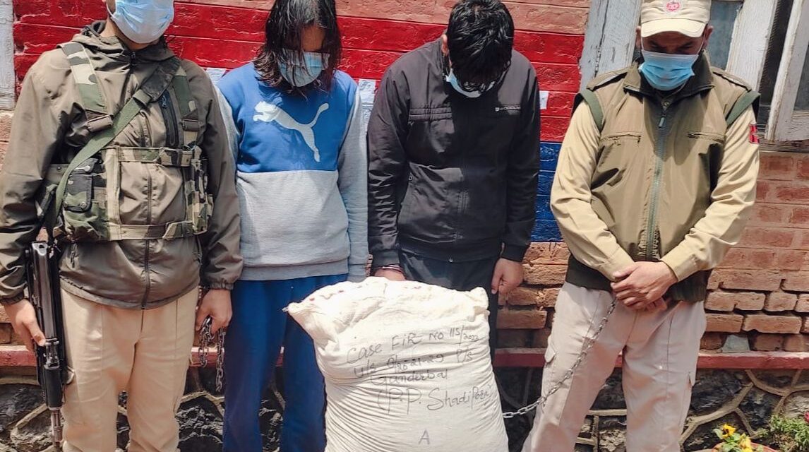 Ganderbal police arrested two notorious drug peddlers in shadipora, psychotropic substance recovered