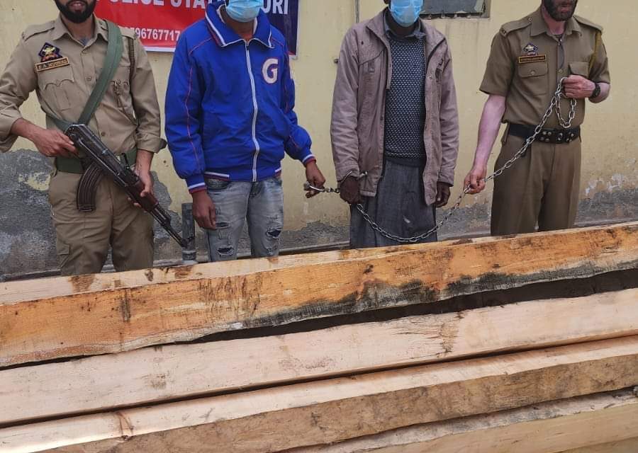 Baramulla police recovered 40 cfts of illicit timber; arrested 2 smugglers for being involved in cutting down of forest timber at choolan uri