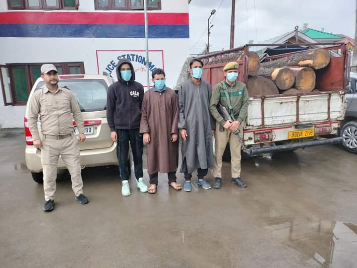 Police seizes illicit timber in Budgam; 03 arrested