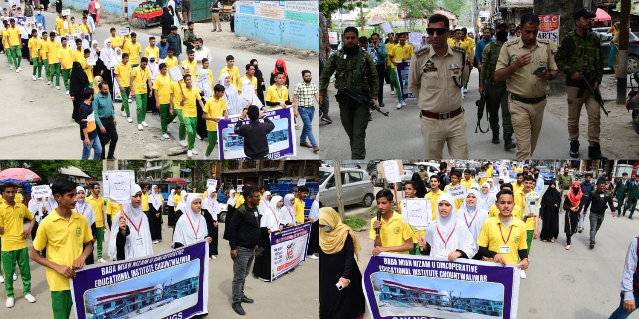 Drug De-Addiction rally held to sensitize general public regarding ill effects of drugs at Ganderbal