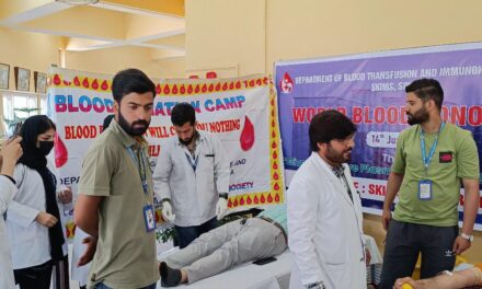 World Blood Donor Day:Department of BTI SKIMS in collaboration with Al-Iman youth foundation organised blood donation camp