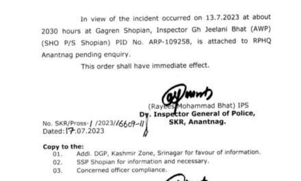 Shopian militant attack: SHO attached to RPHQ Anantnag